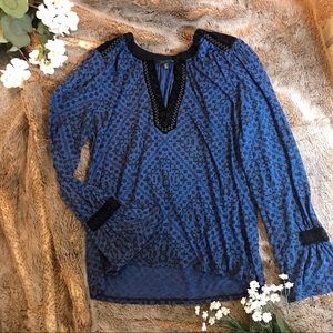NWOT Lucky Brand blue black top